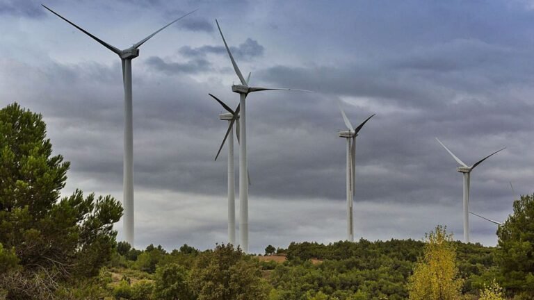 Aerogeneradores de un parque eólico