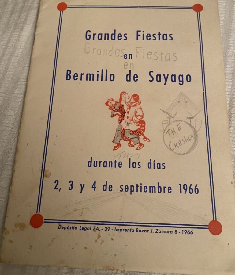 Portada del programa «Grandes Fiestas en Bermillo de Sayago», del 2 al 4 de septiembre de 1966, con el dibujo de una pareja bailando